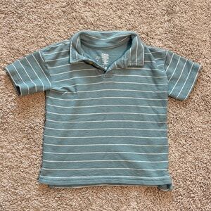 Little Co Striped Blue Toddler Polo Shirt, size 3T